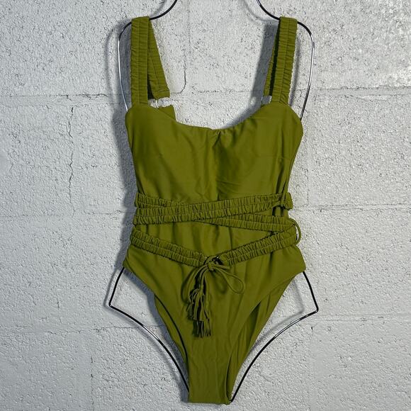 Andrea Iyamah Women's Anti Belted One-Piece in Wasabi Small $214 - Picture 2 of 14